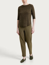 Green Women's Green Crêpe Viscose Jersey print and boat neck t-shirt - Ragno