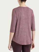 Maglietta con stampa e collo a serafino in jersey di viscosa crêpe Viola Donna - Ragno