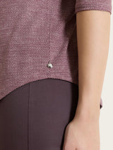 Maglietta con stampa e collo a serafino in jersey di viscosa crêpe Viola Donna - Ragno