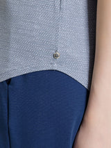 Maglietta con stampa e collo a serafino in jersey di viscosa crêpe Azzurri Donna - Ragno