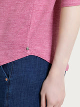 Maglietta con stampa e collo a serafino in jersey di viscosa crêpe Rosa Donna - Ragno