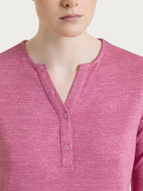 Maglietta con stampa e collo a serafino in jersey di viscosa crêpe Rosa Donna - Ragno