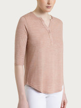 Maglietta con stampa e collo a serafino in jersey di viscosa crêpe Rosa Donna - Ragno