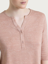 Maglietta con stampa e collo a serafino in jersey di viscosa crêpe Rosa Donna - Ragno