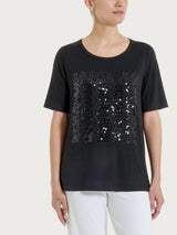 Maglietta con dettaglio con paillettes in Viscosa Summer Neri Donna - Ragno