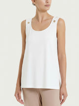 Bianco Summer Viscosa Women's Wide Shoulder Top mit Ösen - Ragno