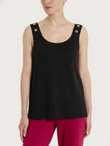 Nero Summer Schwarz Viscosa Women's Wide Shoulder Top with Eyelets - Ragno