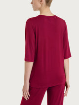 Maglietta con scollo a V e occhielli in Viscosa Summer Rossi Donna - Ragno