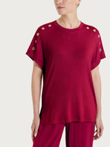 Maglietta girocollo con occhielli in Viscosa Summer Rossi Donna - Ragno