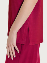 Maglietta girocollo con occhielli in Viscosa Summer Rossi Donna - Ragno