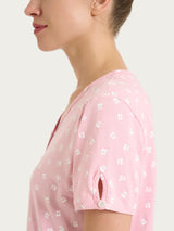 Camicia da notte con collo a serafino in Jersey di cotone 52-56 Rosa Donna - Ragno