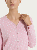 Pigiama aperto in fantasia in Jersey di cotone 40-50 Rosa Donna - Ragno