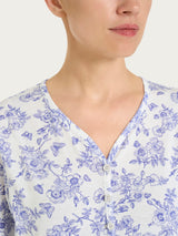 Pigiama in fantasia con collo a serafino in Jersey di cotone 52-56 Bianchi Donna - Ragno