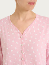 Pigiama in fantasia con collo a serafino in Jersey di cotone 40-50 Rosa Donna - Ragno