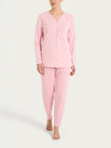 Pigiama in fantasia con collo a serafino in Jersey di cotone 40-50 Rosa Donna - Ragno