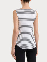 Top a righe con spalla larga in Summer Light Piquet Bianchi Donna - Ragno