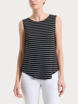 Top a righe con spalla larga in Summer Light Piquet Neri Donna - Ragno