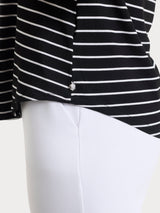 Top a righe con spalla larga in Summer Light Piquet Neri Donna - Ragno