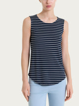 Top a righe con spalla larga in Summer Light Piquet Blu Donna - Ragno