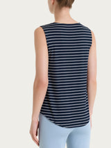 Top a righe con spalla larga in Summer Light Piquet Blu Donna - Ragno