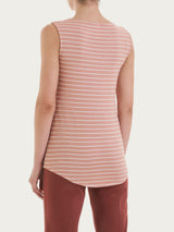 Top a righe con spalla larga in Summer Light Piquet Arancioni Donna - Ragno