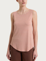 Top a righe con spalla larga in Summer Light Piquet Arancioni Donna - Ragno
