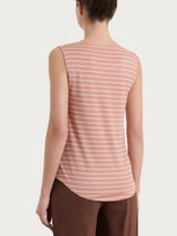 Top a righe con spalla larga in Summer Light Piquet Arancioni Donna - Ragno