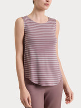 Top a righe con spalla larga in Summer Light Piquet Viola Donna - Ragno