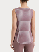 Top a righe con spalla larga in Summer Light Piquet Viola Donna - Ragno