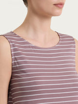 Top a righe con spalla larga in Summer Light Piquet Viola Donna - Ragno