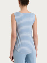 Top a righe con spalla larga in Summer Light Piquet Azzurri Donna - Ragno