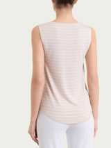 Top a righe con spalla larga in Summer Light Piquet Rosa Donna - Ragno