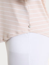 Top a righe con spalla larga in Summer Light Piquet Rosa Donna - Ragno