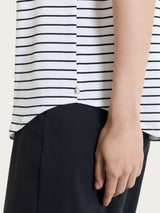 Maglietta a righe con collo a barchetta in Summer Light Piquet Bianchi Donna - Ragno