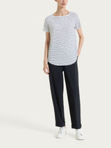 Maglietta a righe con collo a barchetta in Summer Light Piquet Bianchi Donna - Ragno