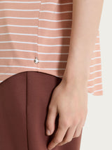Maglietta a righe con collo a barchetta in Summer Light Piquet Arancioni Donna - Ragno