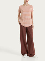 Maglietta a righe con collo a barchetta in Summer Light Piquet Arancioni Donna - Ragno