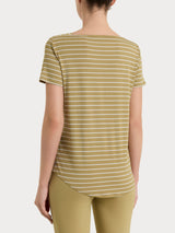 Maglietta a righe con collo a barchetta in Summer Light Piquet Verdi Donna - Ragno