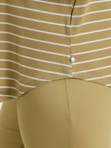 Maglietta a righe con collo a barchetta in Summer Light Piquet Verdi Donna - Ragno