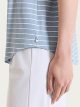 Maglietta a righe con collo a barchetta in Summer Light Piquet Azzurri Donna - Ragno