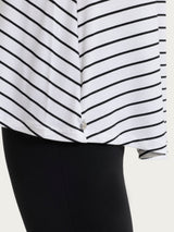 Maglietta a righe con collo squadrato in Summer Light Piquet Bianchi Donna - Ragno