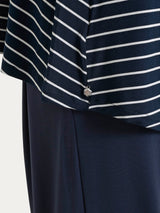 Maglietta a righe con collo squadrato in Summer Light Piquet Blu Donna - Ragno