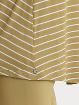 Maglietta a righe con collo squadrato in Summer Light Piquet Verdi Donna - Ragno