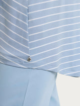 Maglietta a righe con collo squadrato in Summer Light Piquet Azzurri Donna - Ragno