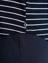 Maglietta a righe con collo a serafino in Summer Light Piquet Blu Donna - Ragno