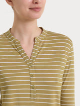 Maglietta a righe con collo a serafino in Summer Light Piquet Verdi Donna - Ragno