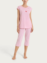 Pigiama pinocchietto con stampe in Jersey di Cotone Rosa Donna - Ragno