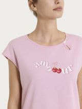Pigiama corto con stampe in Jersey di Cotone Rosa Donna - Ragno