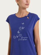 Pigiama corto con stampe in Jersey di Cotone Blu Donna - Ragno