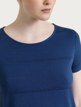 Gestreiftes Sommer-T-Shirt aus Viskose und Lurex Blau Damen - Ragno